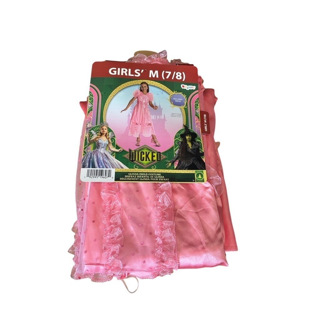Girls Halloween Costume Wicked Glinda Child SZ Medium 7/8 Popular Dress NEW
